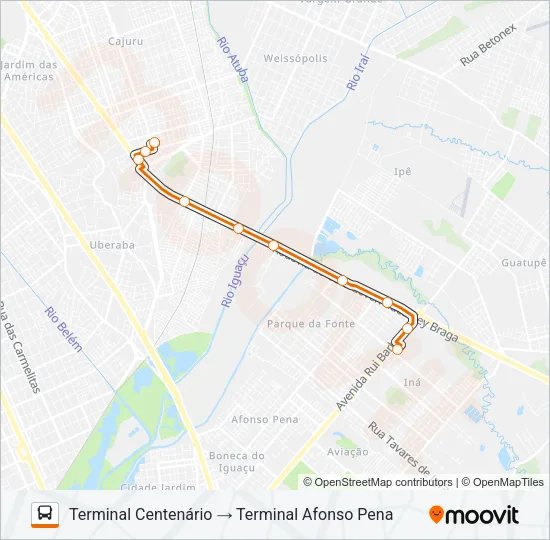 E12 AFONSO PENA / CENTENÁRIO Bus Line Map