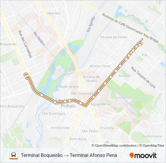 E11 AFONSO PENA / BOQUEIRÃO Bus Line Map