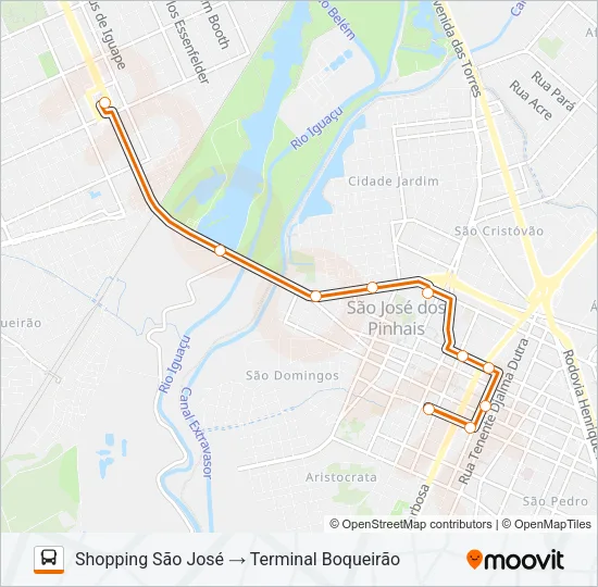 E21 CENTRO SÃO JOSÉ / BOQUEIRÃO Bus Line Map