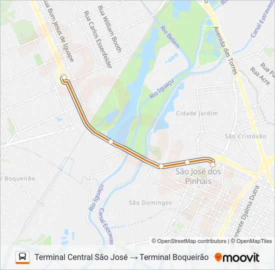 E21 CENTRO SÃO JOSÉ / BOQUEIRÃO Bus Line Map
