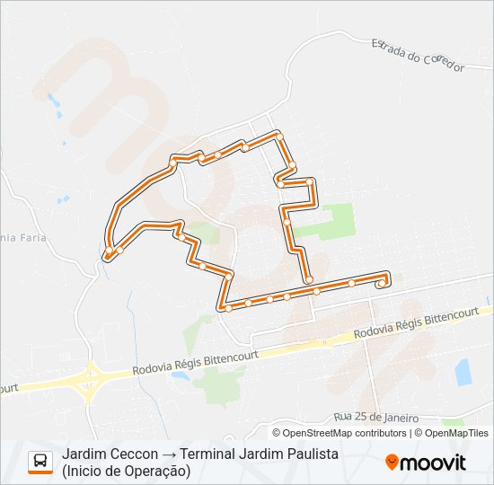 Mapa da linha N12 JARDIM CECCON de ônibus