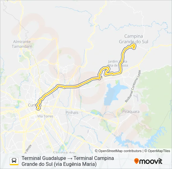 N61 CAMPINA GRANDE DO SUL / GUADALUPE Bus Line Map