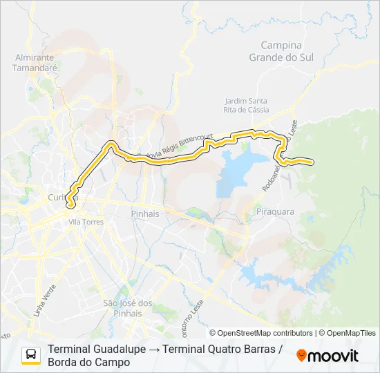 O62 BORDA DO CAMPO / GUADALUPE (VIA SANTA CÂNDIDA) Bus Line Map