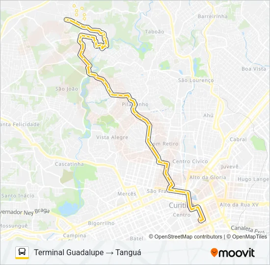 A80 TANGUÁ (VILA MARTA) / GUADALUPE Bus Line Map