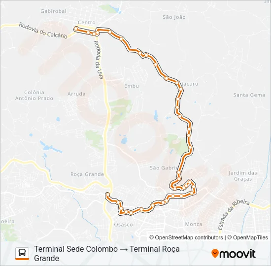 S16 GUARACI (VIA SÃO GABRIEL) Bus Line Map