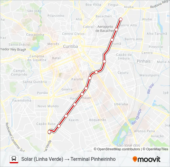 350 SOLAR / PINHEIRINHO Bus Line Map