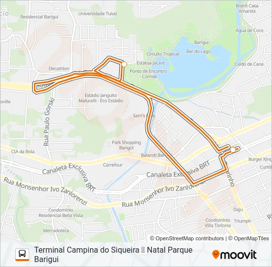 X50 NATAL PARQUE BARIGUI Bus Line Map