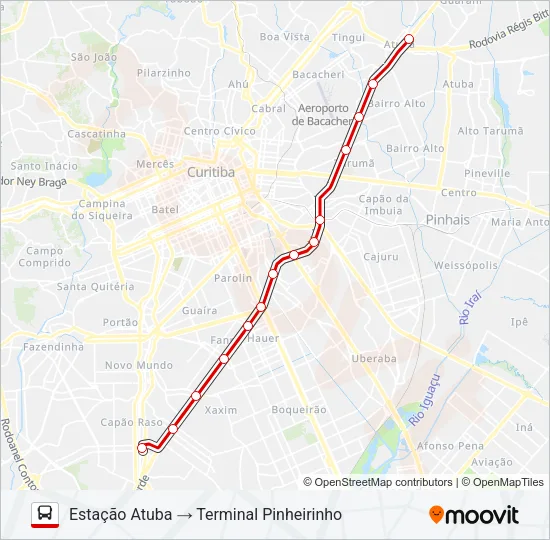 350 ATUBA / PINHEIRINHO Bus Line Map