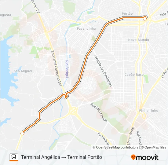 H13 ANGÉLICA / PORTÃO (DIRETO) Bus Line Map