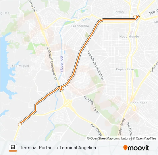 H13 ANGÉLICA / PORTÃO (DIRETO) Bus Line Map