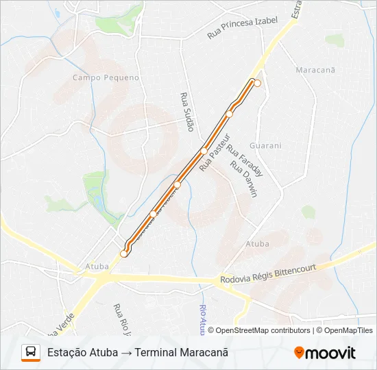 B42 MARACANÃ / ESTAÇÃO ATUBA Bus Line Map