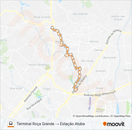 S02 ROÇA GRANDE / ESTAÇÃO ATUBA Bus Line Map
