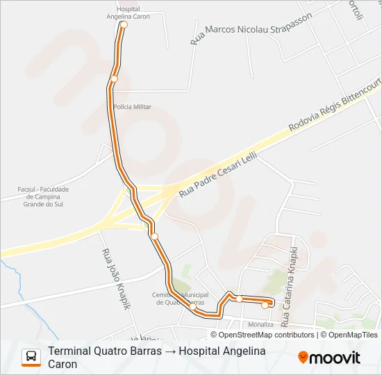 O31 QUATRO BARRAS / ESTAÇÃO ATUBA (ANGELINA CARON) Bus Line Map