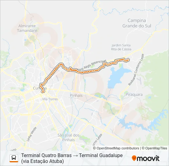 O31 QUATRO BARRAS / ESTAÇÃO ATUBA (ANGELINA CARON) Bus Line Map