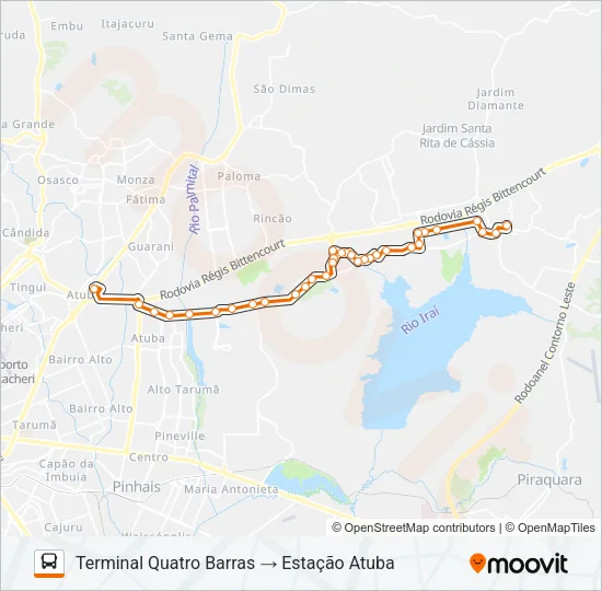 O31 QUATRO BARRAS / ESTAÇÃO ATUBA (ANGELINA CARON) Bus Line Map