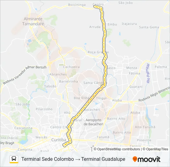 B72 COLOMBO / GUADALUPE (VIA T. ROÇA GRANDE) Bus Line Map