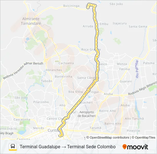 B72 COLOMBO / GUADALUPE (VIA T. ROÇA GRANDE) Bus Line Map
