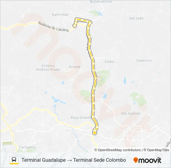 B72 COLOMBO / GUADALUPE (VIA T. ROÇA GRANDE) Bus Line Map