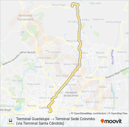 B72 COLOMBO / GUADALUPE (VIA T. ROÇA GRANDE) Bus Line Map