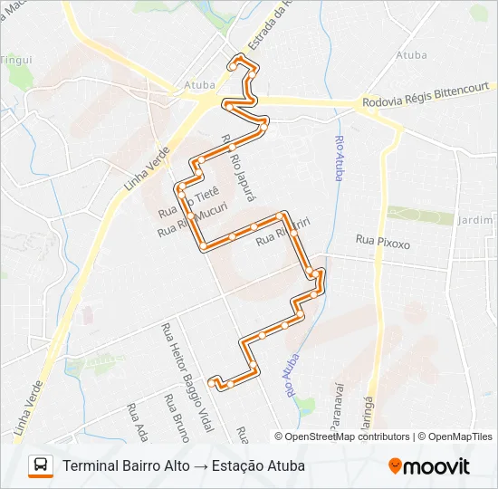 345 BAIRRO ALTO / ATUBA Bus Line Map