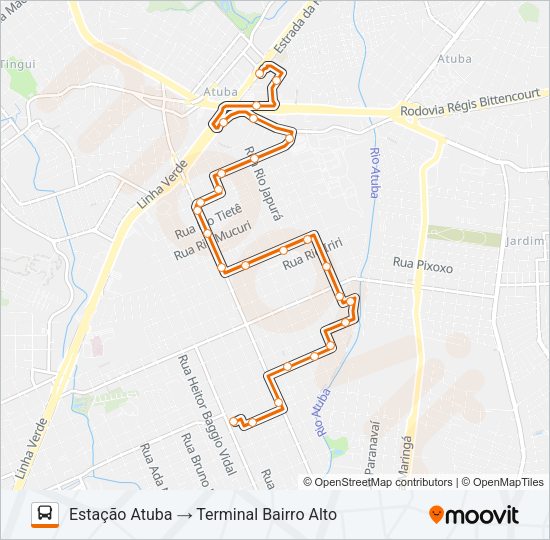 345 BAIRRO ALTO / ATUBA Bus Line Map