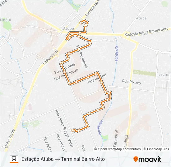 345 BAIRRO ALTO / ATUBA Bus Line Map