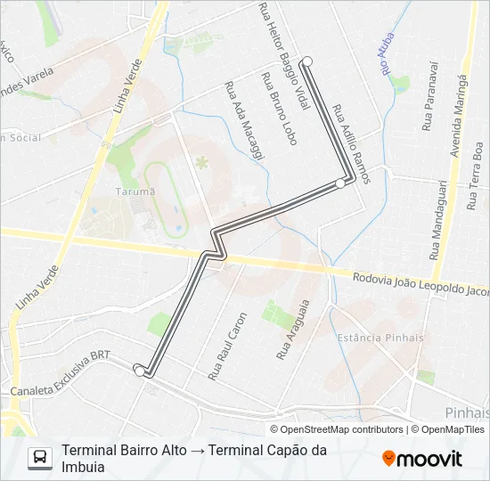 X45 ESPECIAL BAIRRO ALTO / CAPÃO DA IMBUIA Bus Line Map