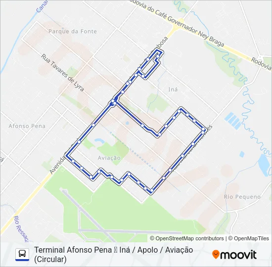 115 INÁ - APOLO / AVIAÇÃO Bus Line Map