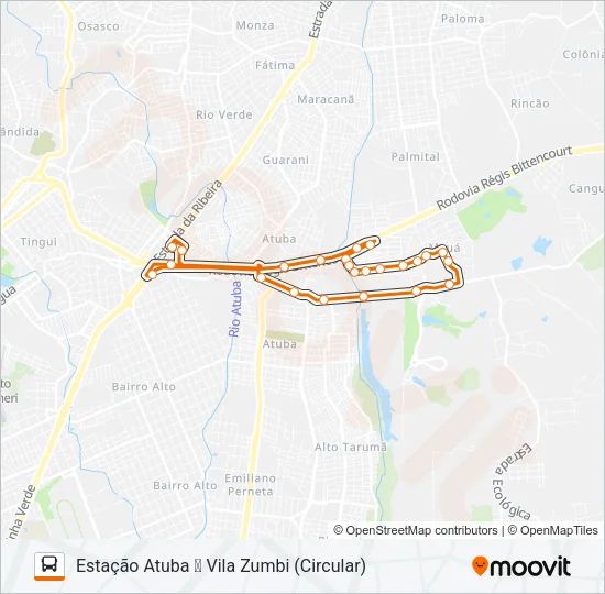 C66 VILA ZUMBI / ESTAÇÃO ATUBA Bus Line Map