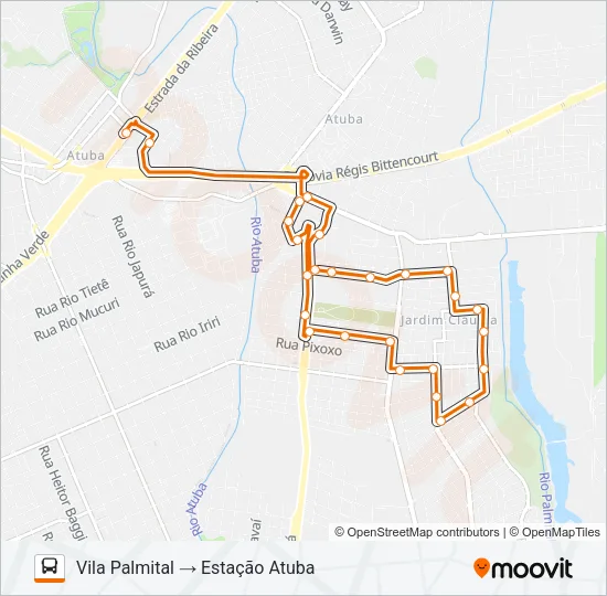 C98 VILA PALMITAL / ESTAÇÃO ATUBA Bus Line Map