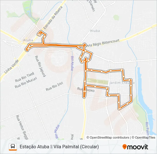 C98 VILA PALMITAL / ESTAÇÃO ATUBA Bus Line Map