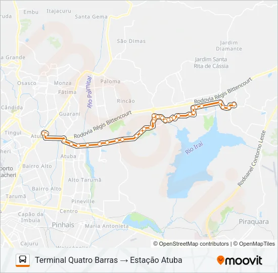 O31 QUATRO BARRAS / ESTAÇÃO ATUBA (VIA GRACIOSA) Bus Line Map