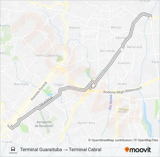 B07 GUARAITUBA / CABRAL (VIA MARACANÃ) (LD) Bus Line Map