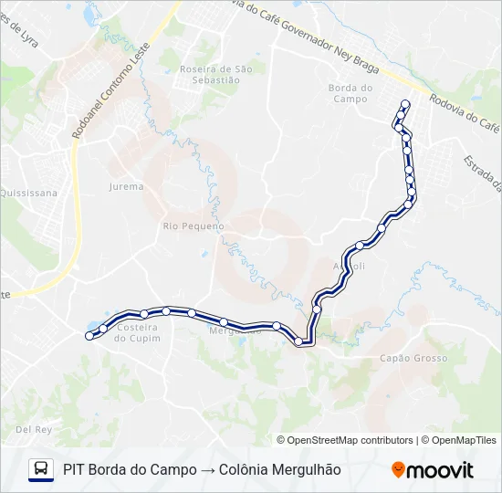 180 PIT BORDA DO CAMPO / CAMINHO DO VINHO Bus Line Map