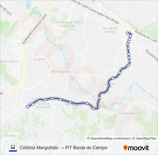 180 PIT BORDA DO CAMPO / CAMINHO DO VINHO Bus Line Map