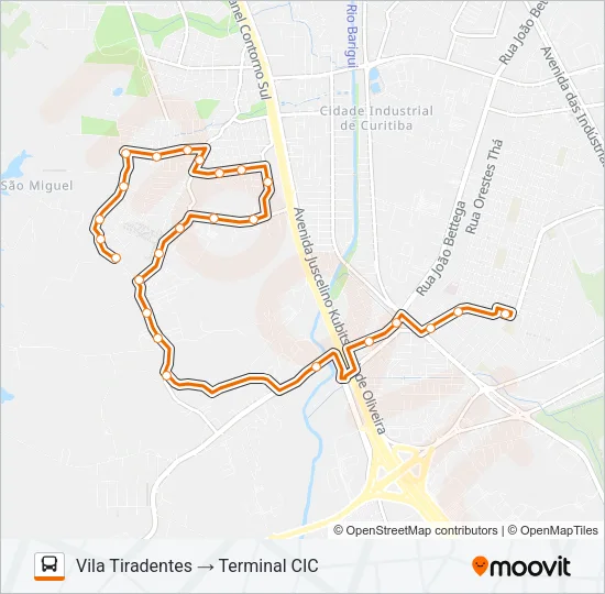 709 VILA TIRADENTES / CIC Bus Line Map