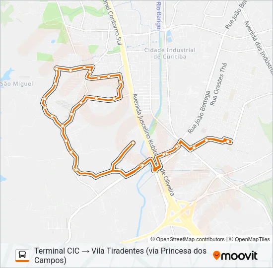 709 VILA TIRADENTES / CIC Bus Line Map