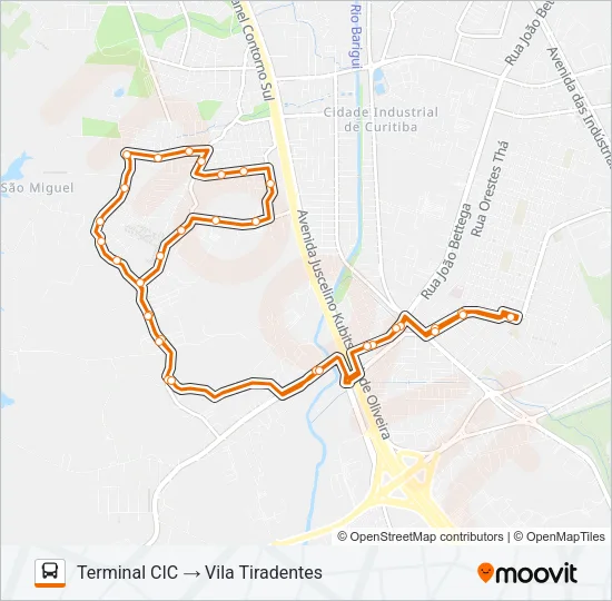 709 VILA TIRADENTES / CIC Bus Line Map