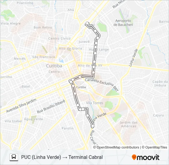 220 CABRAL / ESTAÇÃO PUC Bus Line Map