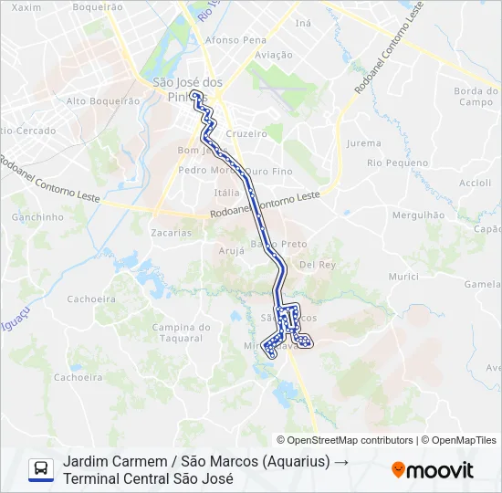 1012 A JD. CARMEM / SÃO MARCOS (AQUARIUS) Bus Line Map