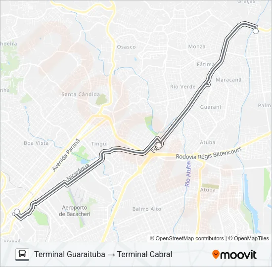 B05 GUARAITUBA / CABRAL Bus Line Map