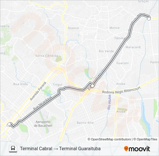 B05 GUARAITUBA / CABRAL Bus Line Map