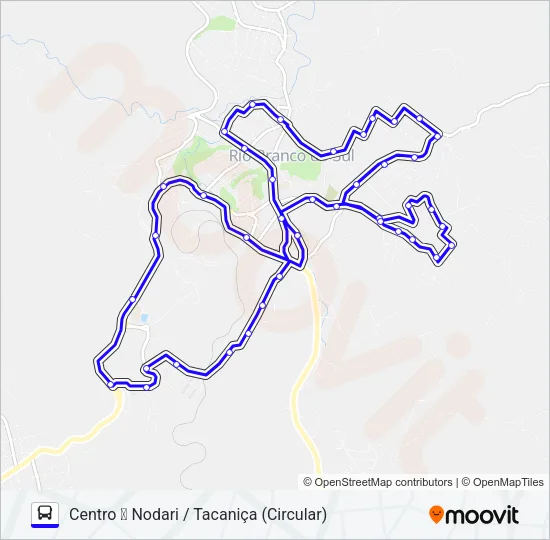 002 LESTE / OESTE (NODARI / TACANIÇA) Bus Line Map