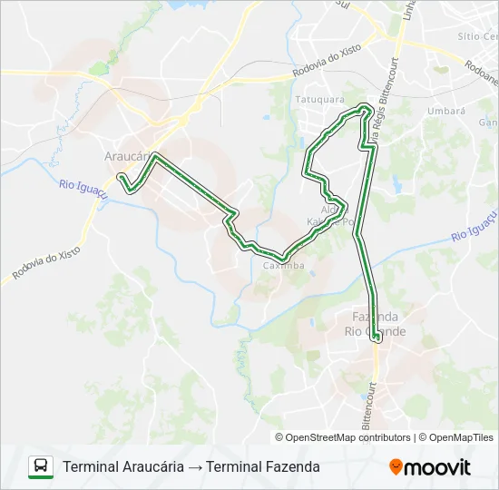 I11 ARAUCÁRIA / FAZENDA (VIA TATUQUARA) Bus Line Map