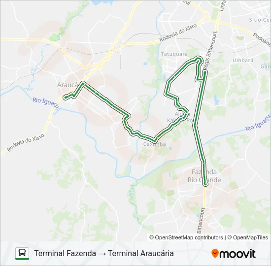 I11 ARAUCÁRIA / FAZENDA (VIA TATUQUARA) Bus Line Map