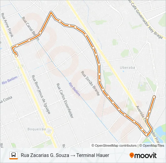 Mapa de X14 REFORÇO HAUER de autobús