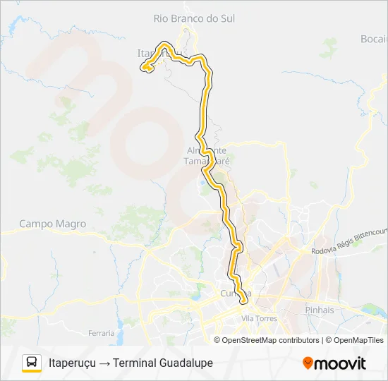 K01 ITAPERUÇU / GUADALUPE (TAMANDARÉ / MINÉRIOS) Bus Line Map