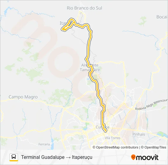 K01 ITAPERUÇU / GUADALUPE (TAMANDARÉ / MINÉRIOS) Bus Line Map
