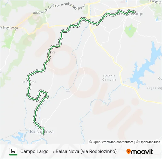 I30 CAMPO LARGO / BALSA NOVA (BUGRE) Bus Line Map