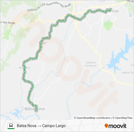 I30 CAMPO LARGO / BALSA NOVA (BUGRE) Bus Line Map